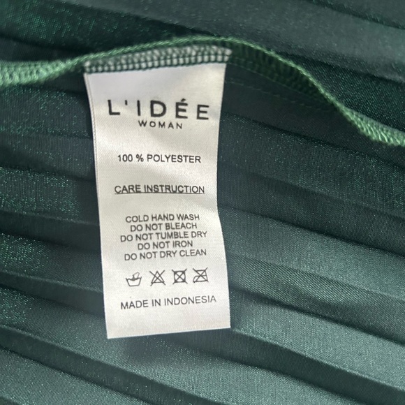 New NWT L'IDÉE Pleated Green Maxi Papillon Skirt in Pine Shimmer - Picture 11 of 17